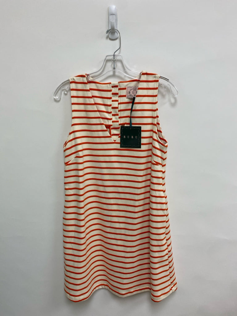 NWT buru Size S Cream Orange Stripes Sleeveless Ladies Dress