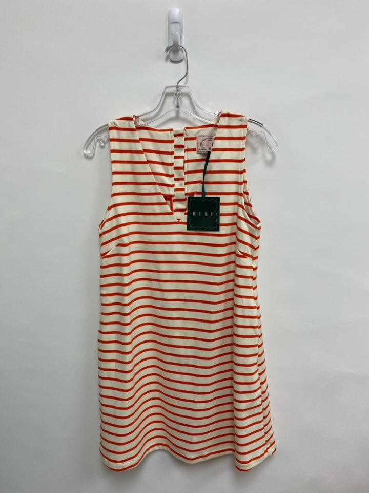 NWT buru Size S Cream Orange Stripes Sleeveless Ladies Dress