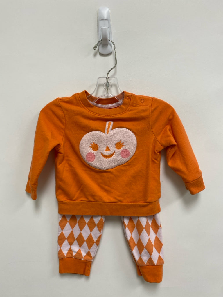 Cat &amp; Jack SIZE 6-9M Orange Pink Pumpkin Girl&