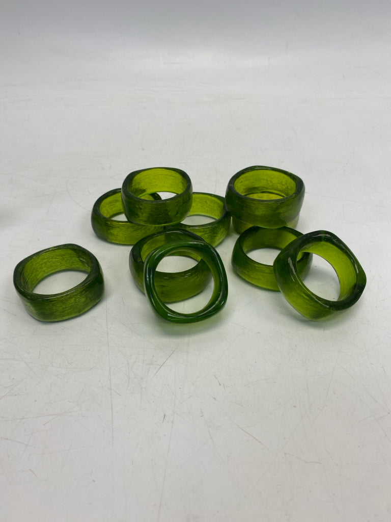 Green Glass Napkin Rings
