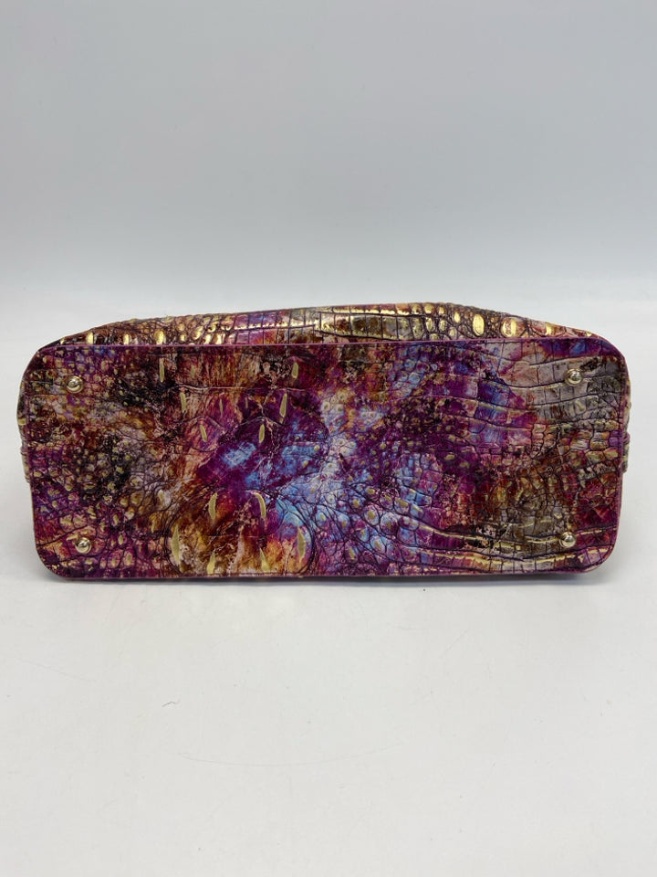 Brahmin Purple Multi-Color Embossed Handbag