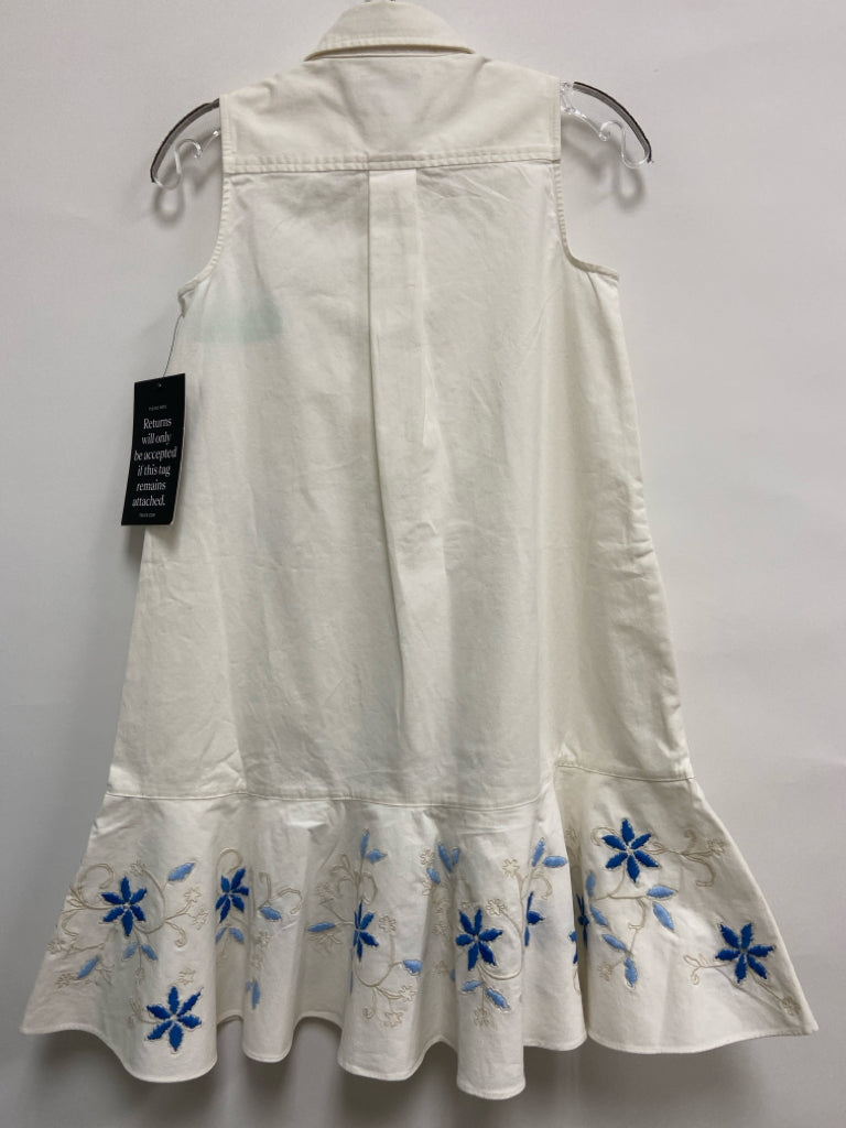NWT TUCKERNUCK Size XXS White Blue/Cream Embroidered Sleeveless Ladies Dress
