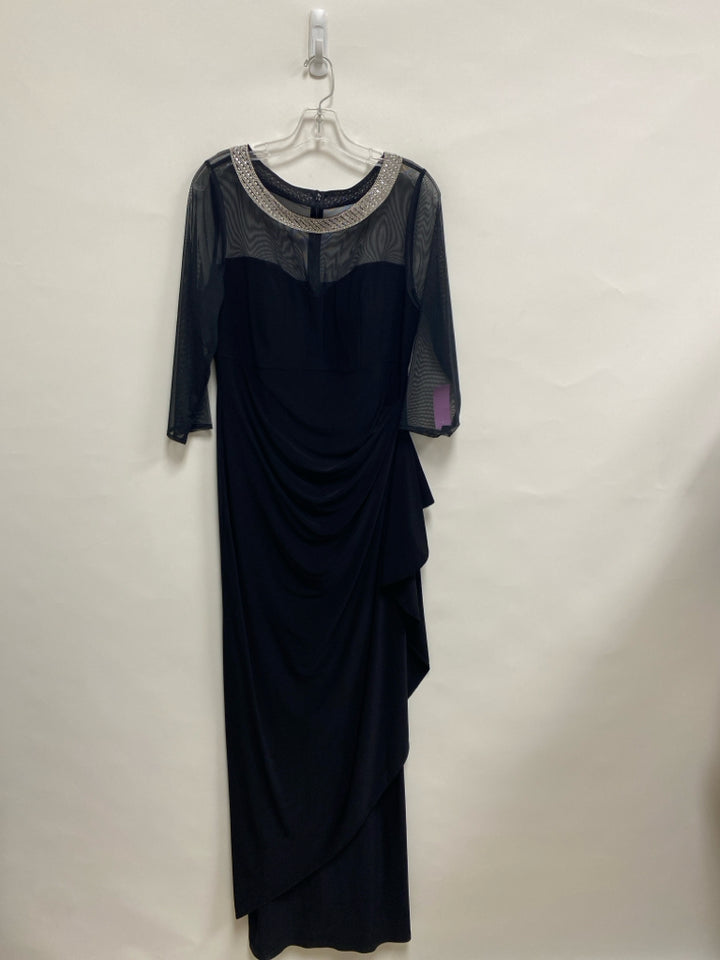 ALEX EVENINGS Size 12 Black Rhinestone Mesh Ladies Dress