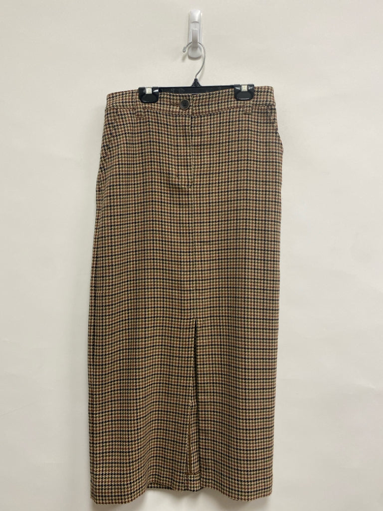 Cabi Size S Tan/Olive Black Houndstooth Ladies Skirt