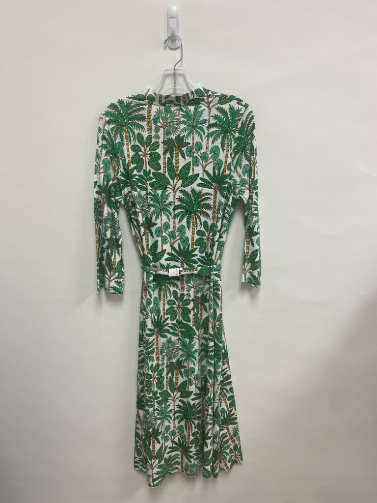 Boden Size 10 White Green/Brown Palm Trees V Neck Ladies Dress