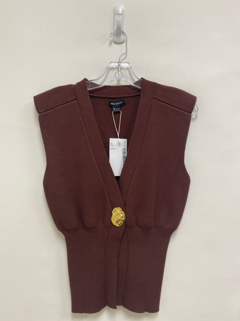 NWT Size XS Brown Button Up Ladies Sweater Vest