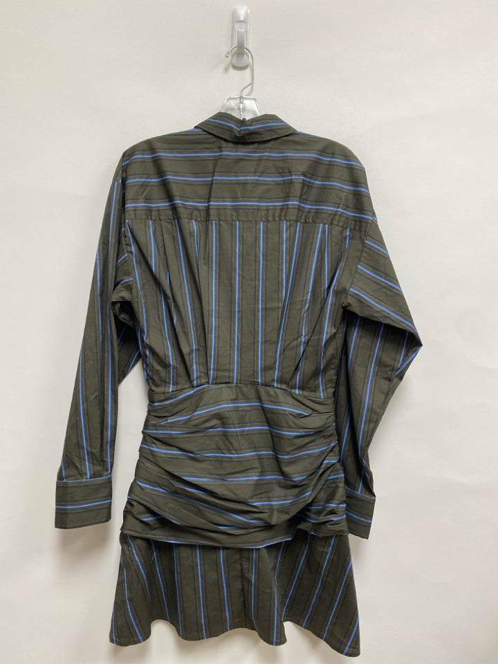 NWT Size 2 Dark Green Blue Stripes Long Sleeve Ladies Dress