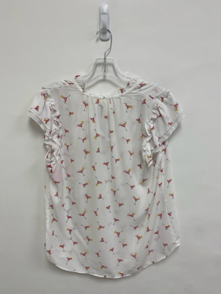 NWT Size M White Pink/Yellow Drinks Ladies Top