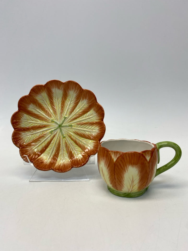 Mottahedeh Assorted Flowers Ceramic Cup/Saucer
