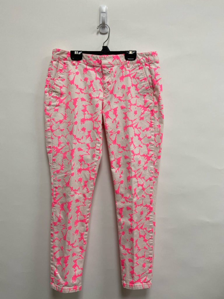 Gap Size 6 White Neon Pnk Flowers Ladies Pants