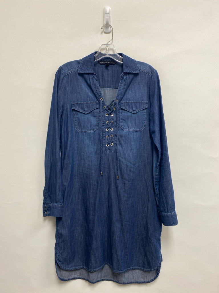 WHBM Size S Blue Long Sleeve Chambray Ladies Dress