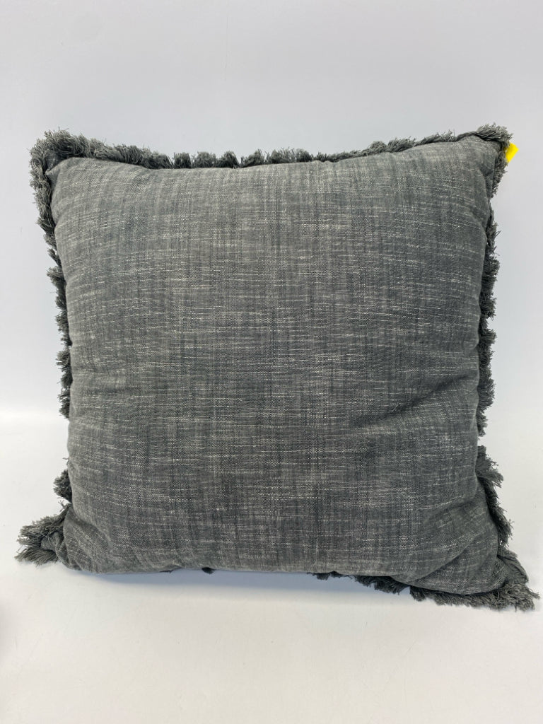 Gray Fringe Pillow