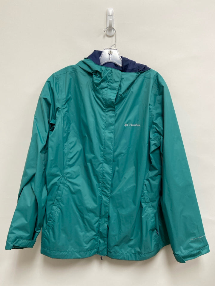 Columbia Size XL Teal Green Navy Hooded Ladies Jacket