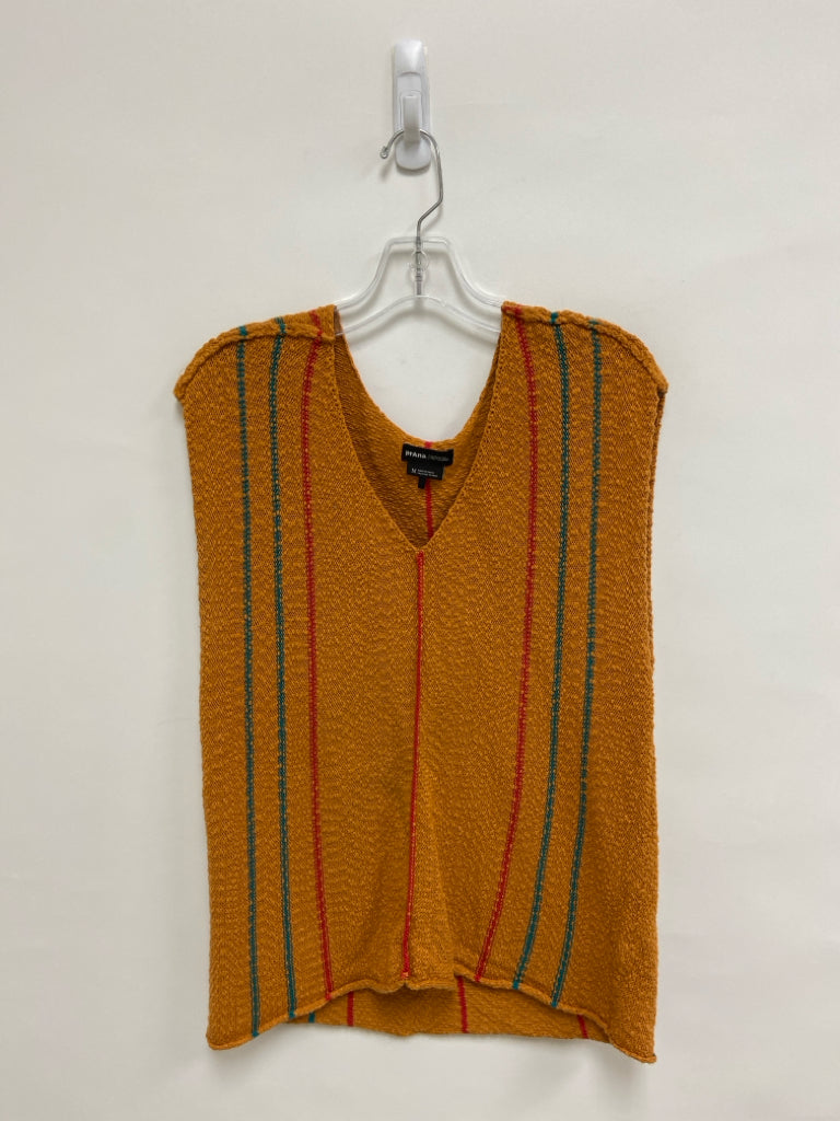 PrAna Size M Orange Red/Blue Striped Ladies Sweater Vest