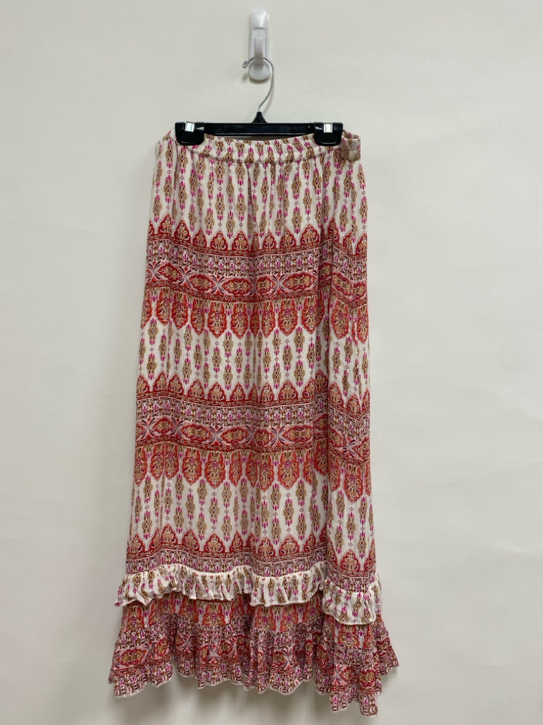 Size MP Cream Pink/Brown Print Maxi Petite Skirt