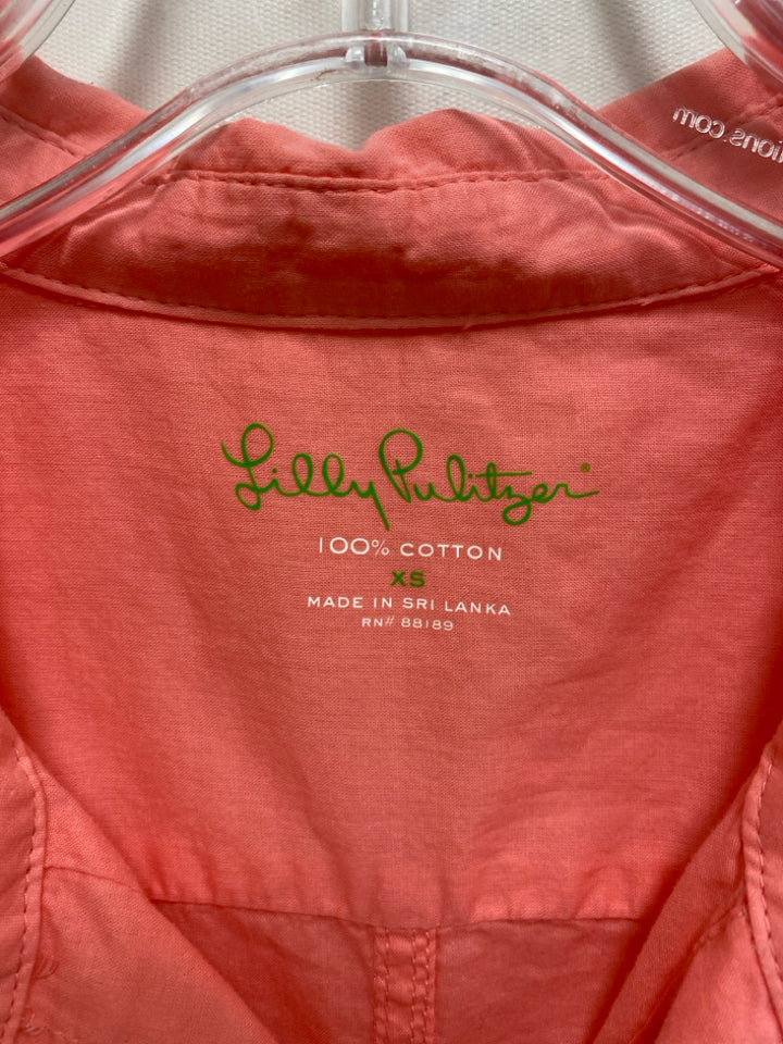 LILLY PULITZER Size XS Salmon Button Up Ladies Top
