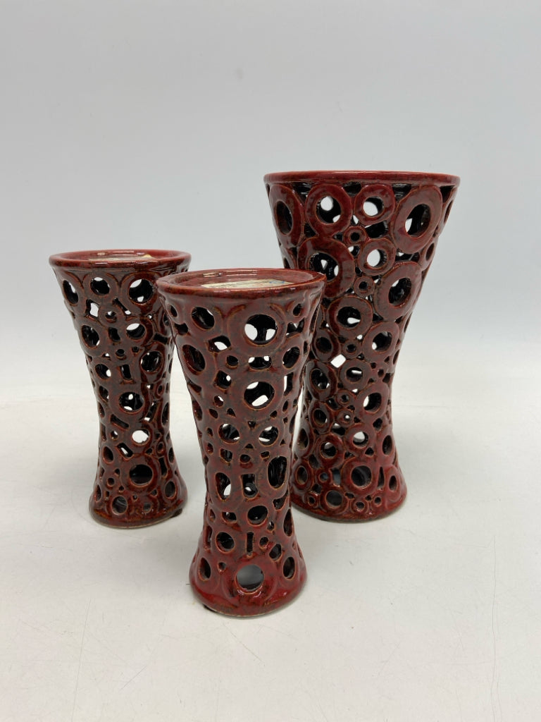 Dark Red Circles Candleholder(s)