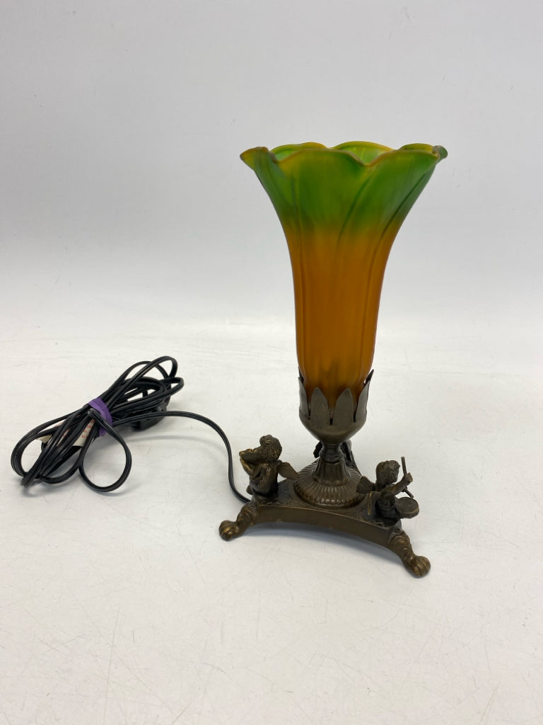 Bronze Gold/Green Metal/Glass Lamp