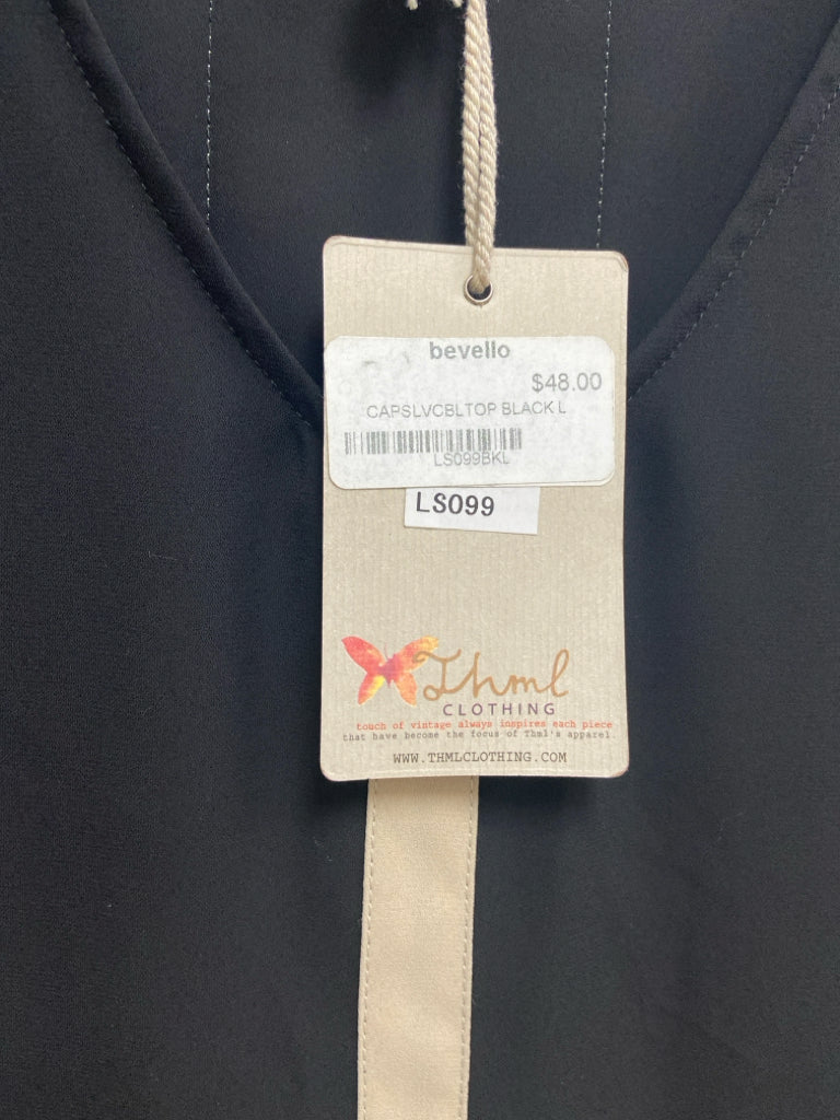 NWT THML Size L Black Beige V Neck Ladies Top
