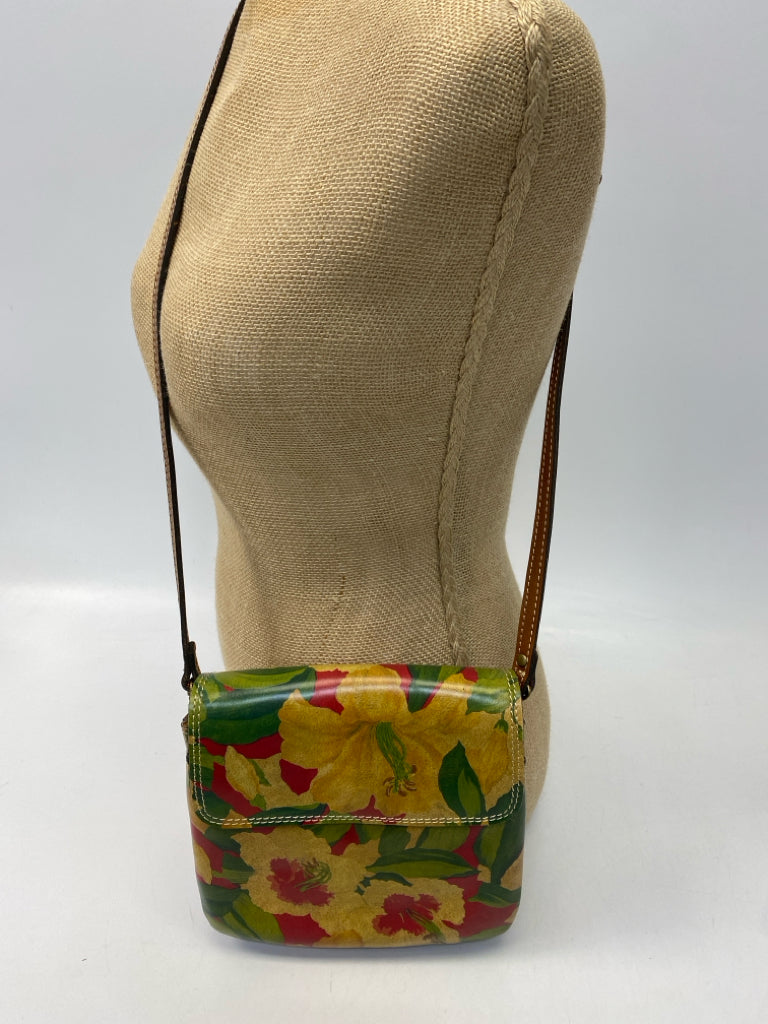 Patricia Nash Brown/Gold Green/Red Flower(s) Crossbody