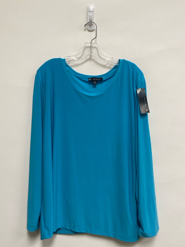 NWT N TOUCH Size 1X Turquoise Long Sleeve Plus Size Top