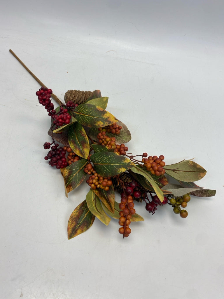 NWT Brown Green/Burgundy Berries Fall