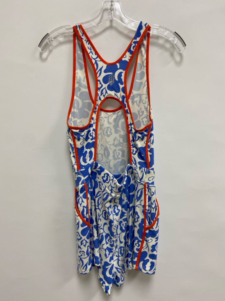 Free People Size S White/Blue Orange Flowers Sleeveless Ladies Romper
