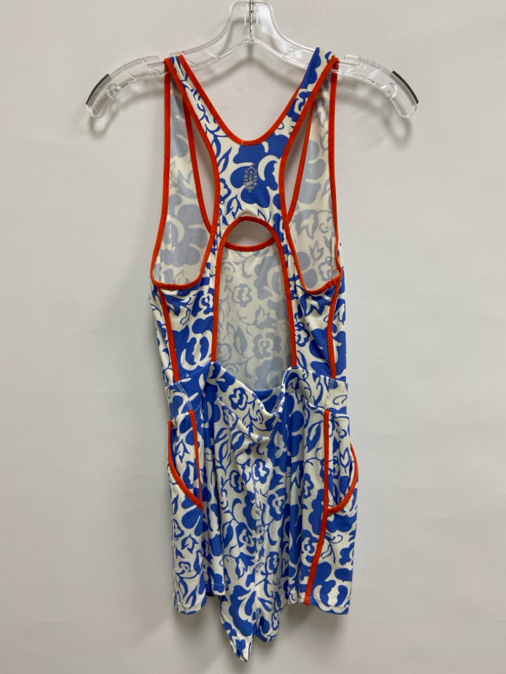 Free People Size S White/Blue Orange Flowers Sleeveless Ladies Romper