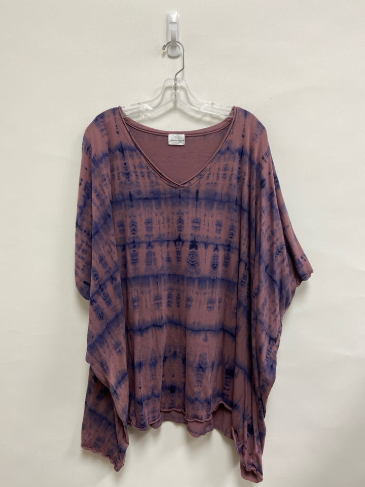 Size OSFM Dusty Purple Navy Tie Dye Batwing Ladies Top