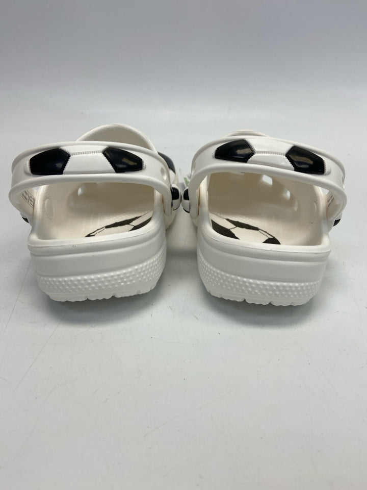 NWT Crocs SIZE 12 White Black Soccer Boy&