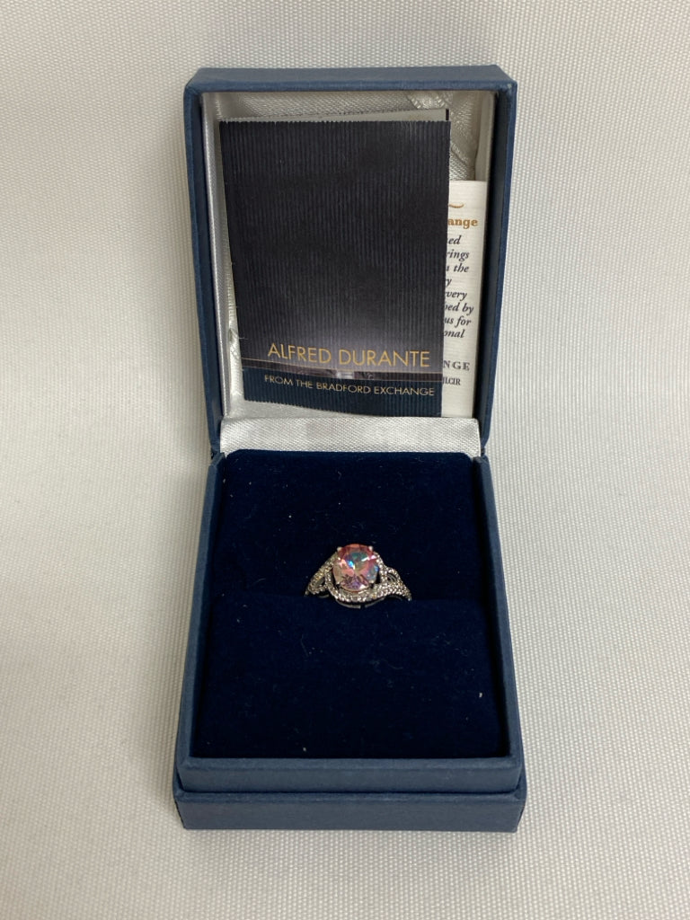 NEW/BOX Bradford Exchange Silver Color Pink Jeweled Ring