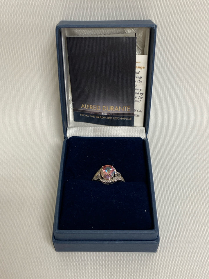 NEW/BOX Bradford Exchange Silver Color Pink Jeweled Ring
