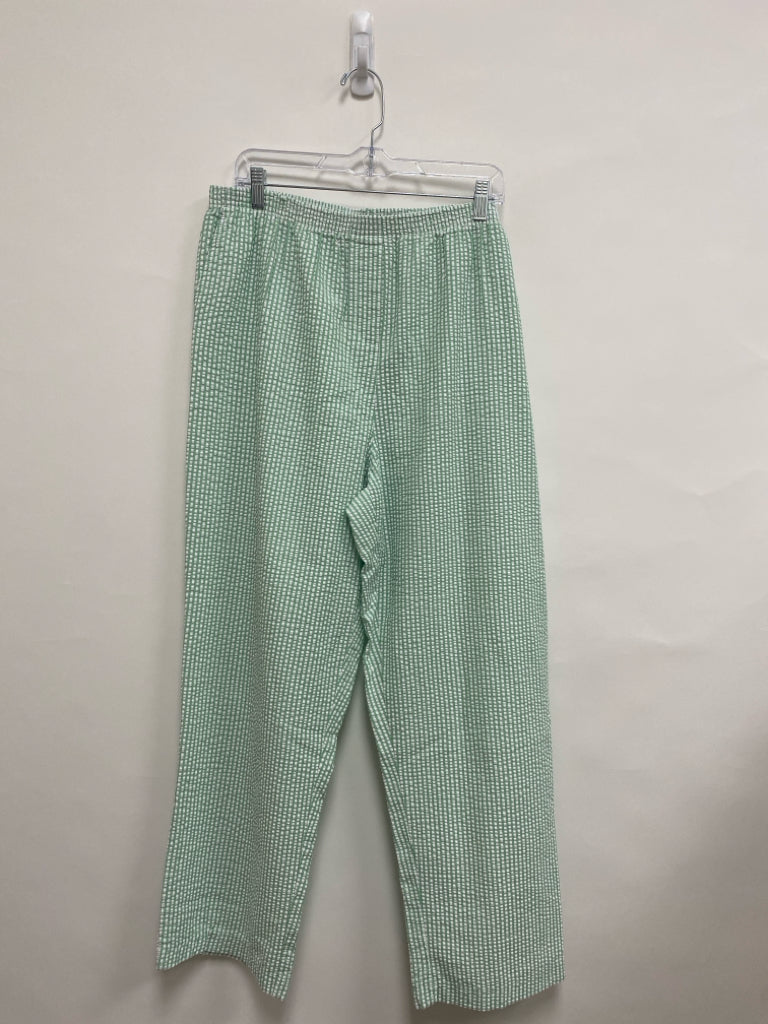 Southern Lady  SIZE  18W White/Green Stripes Pull-on Seersucker Plus Size Pants