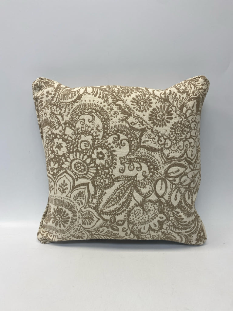 Cream Brown Print Pillow