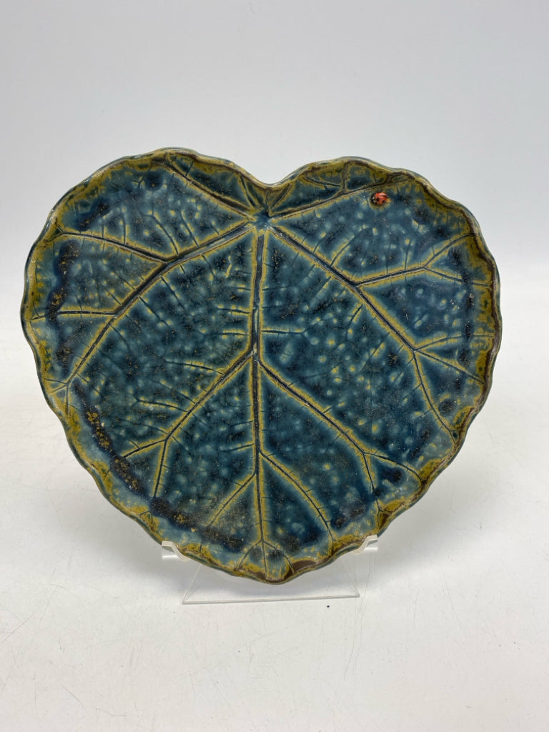 Blue Brown/Tan Ladybug Pottery Decorative Plate