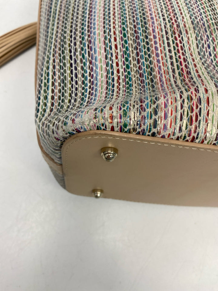 Brahmin Tan Multi-Color Stripe(s) Handbag