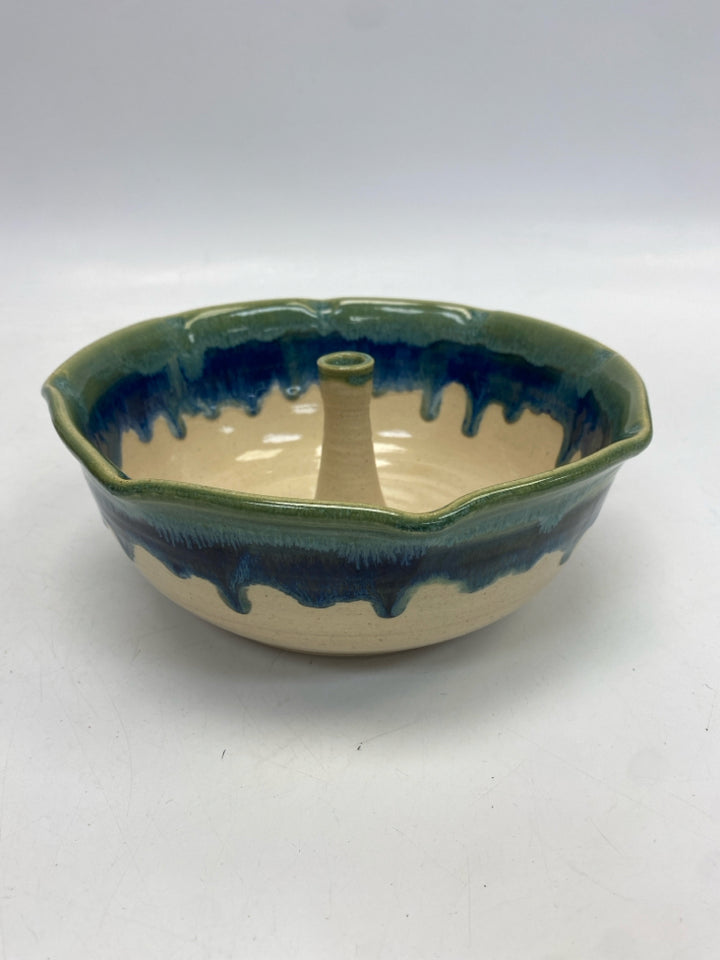 Cream Green/Blue Pottery Bakeware