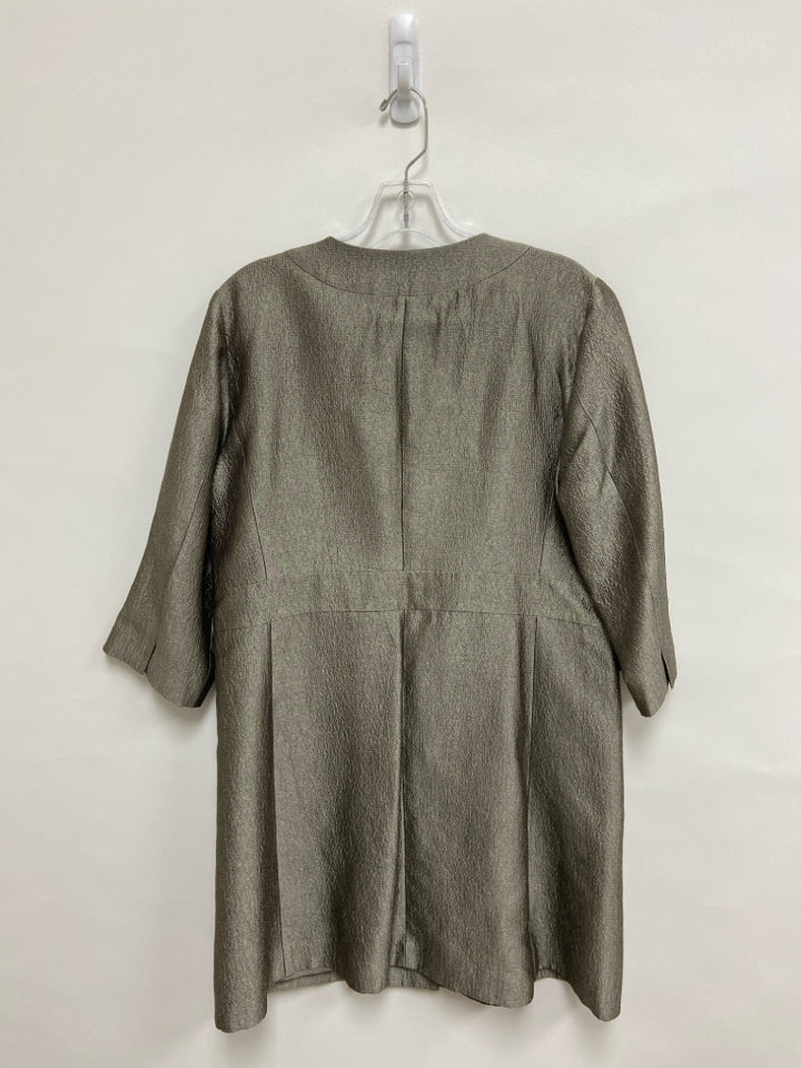 Eileen Fisher Size M Pewter Texture 3/4 Sleeve Silk Ladies Jacket