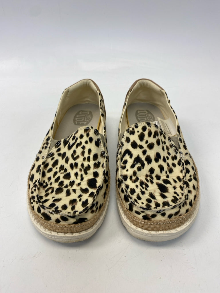 Hey Dude  Size 8 Tan Black Animal Print Sneakers