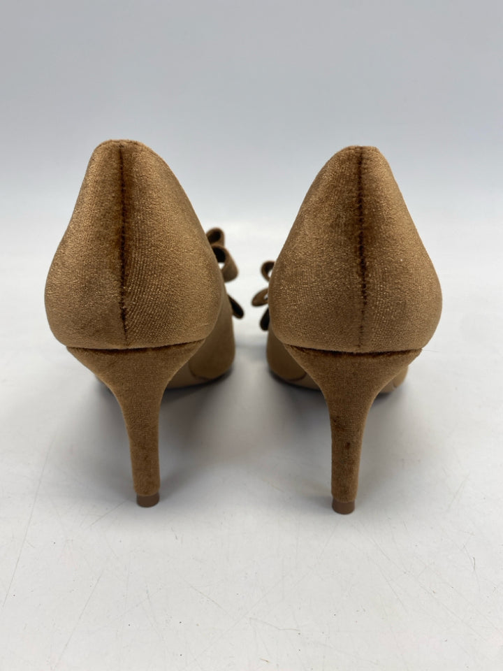 Journee US Shoe Size 5.5 Brown Bow(s) Velour Heels