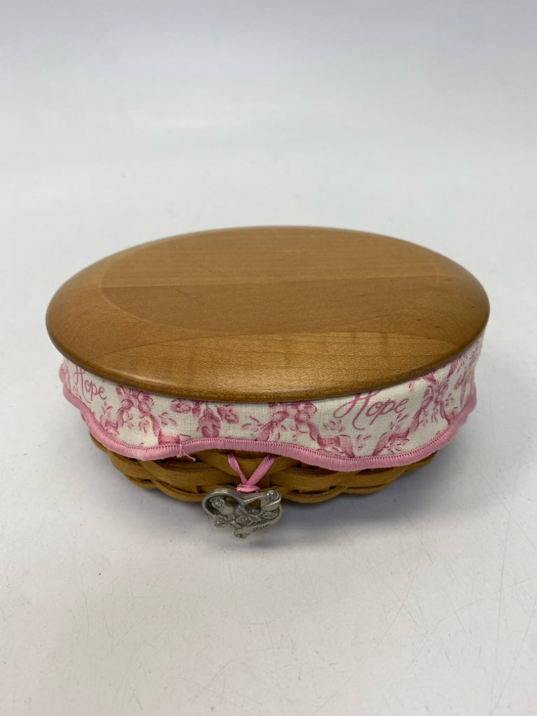Longaberger Brown Pink/Cream Wood Basket