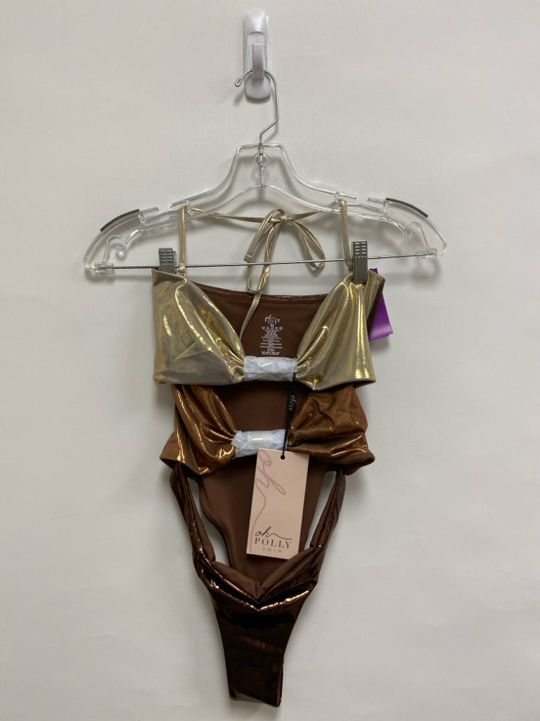 NWT Size XS Brown Gold Ladies Swimwear