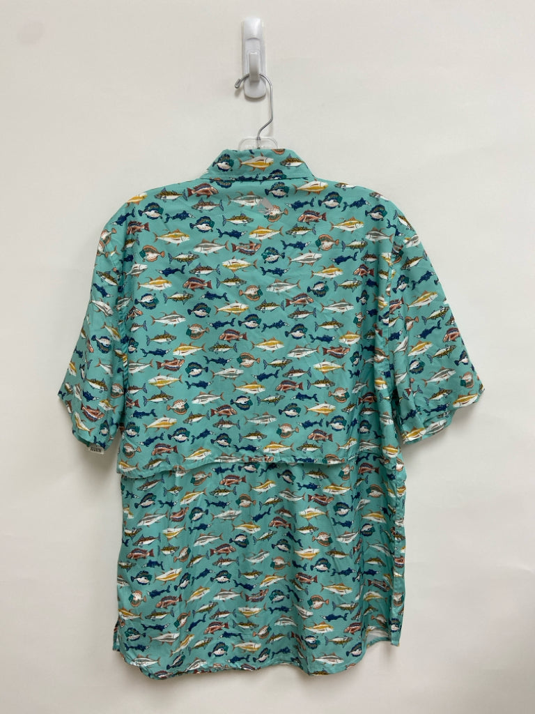 Ocean + Coast Size S Seafoam Multi Color Fish Button Up Men&