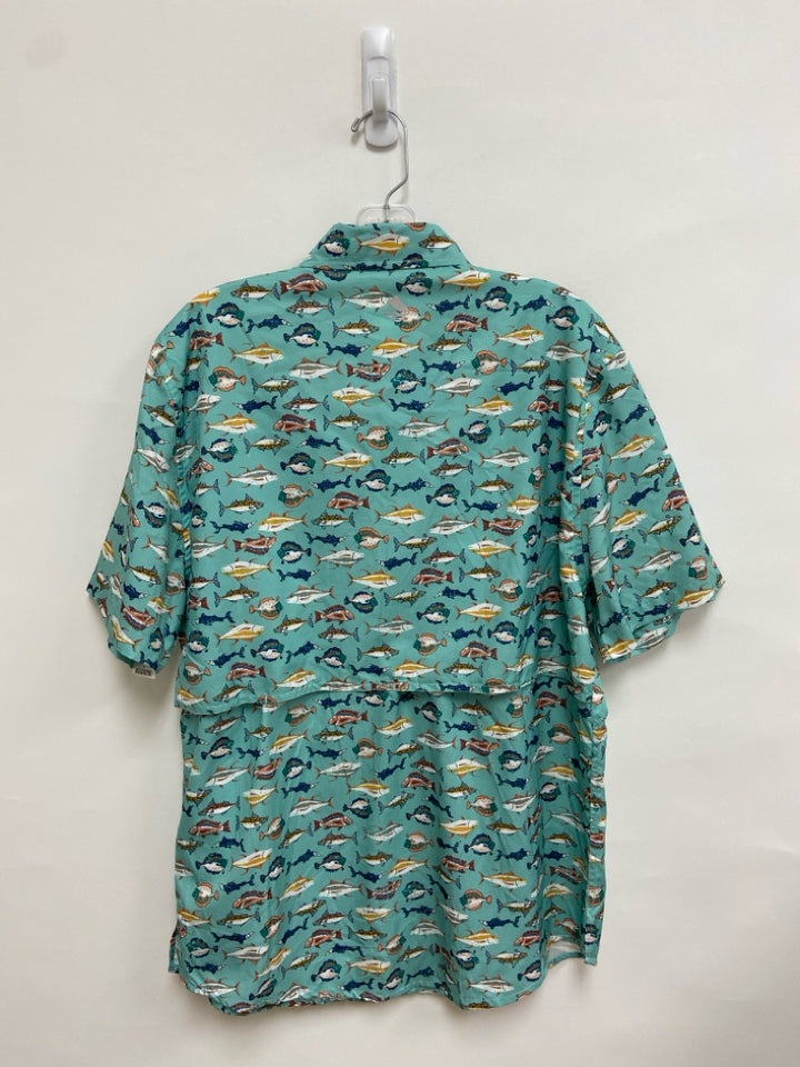 Ocean + Coast Size S Seafoam Multi Color Fish Button Up Men&