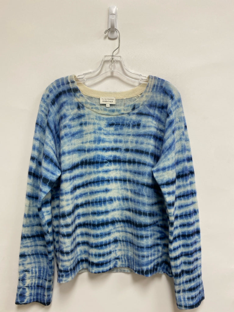 White + Warren Size L Blue Cream Cashmere Ladies Sweater
