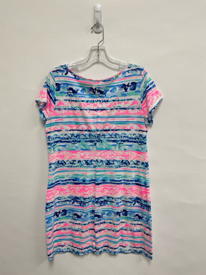LILLY PULITZER Size L White Blue/Pink Striped Ladies Dress