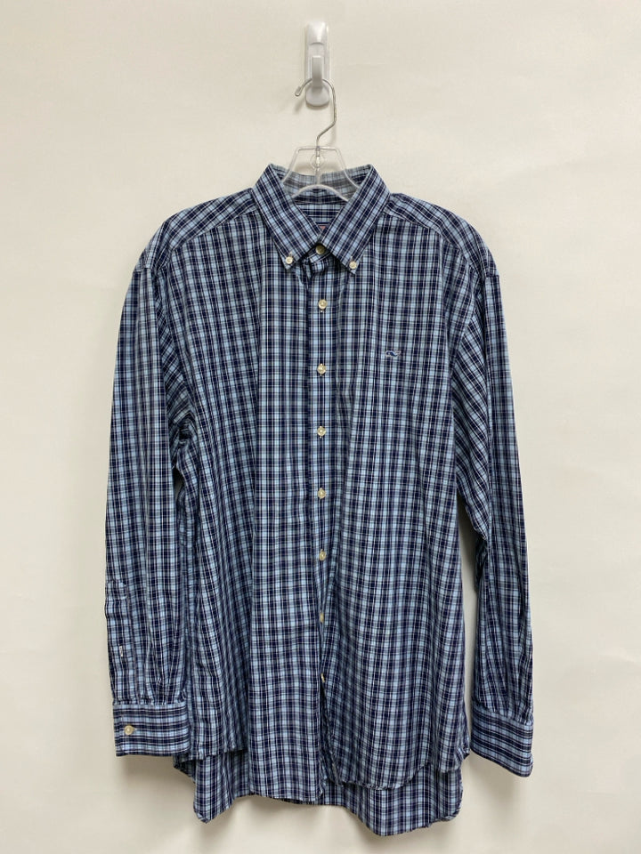 Vineyard Vines Size M Navy Blue/White Plaid Men&