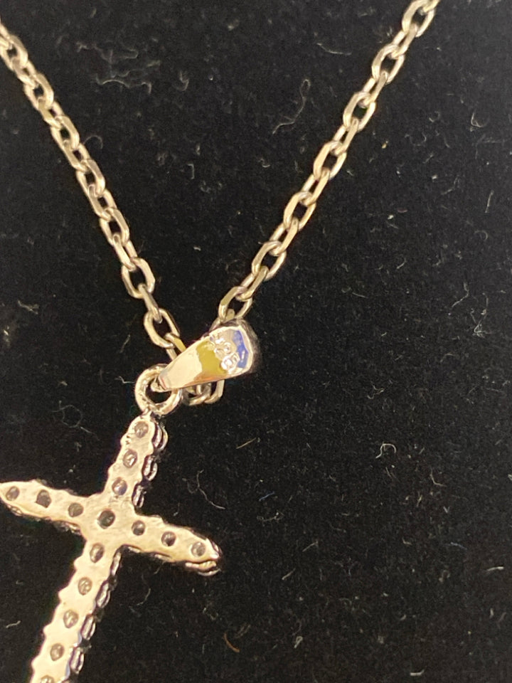 Silver Clear Cross Necklace