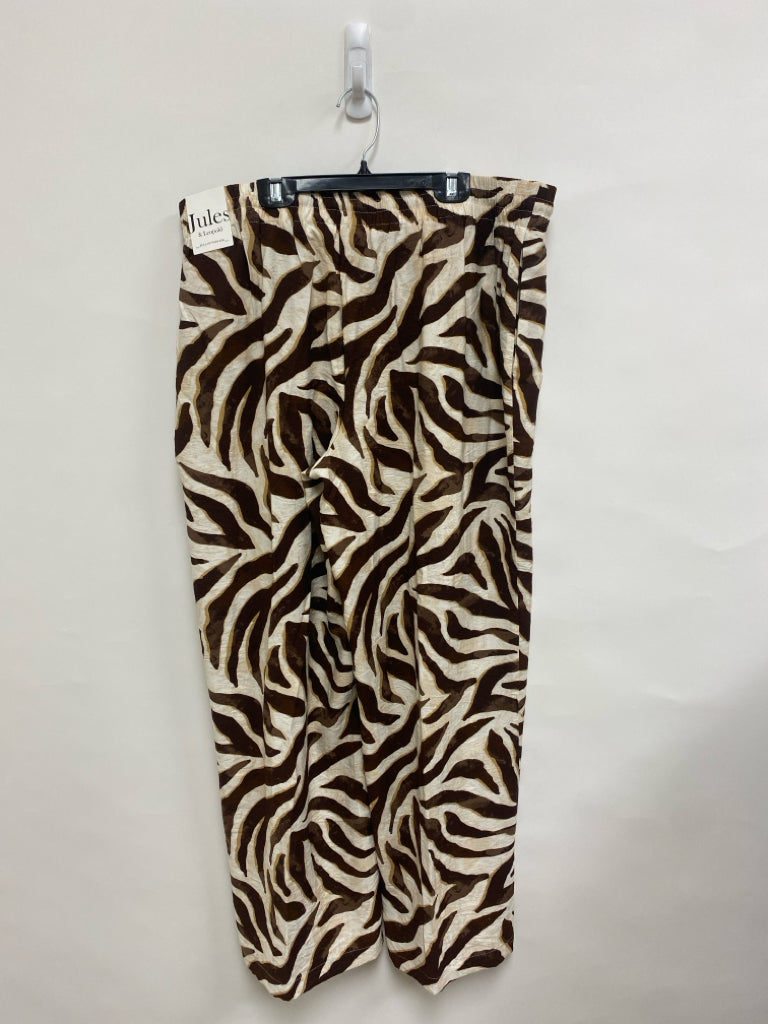 NWT Jules &amp; Leopold Size XL White/Brown Beige Animal Print Pull-on Ladies Pants