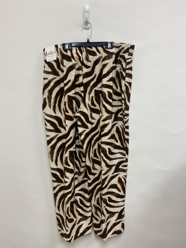NWT Jules &amp; Leopold Size XL White/Brown Beige Animal Print Pull-on Ladies Pants